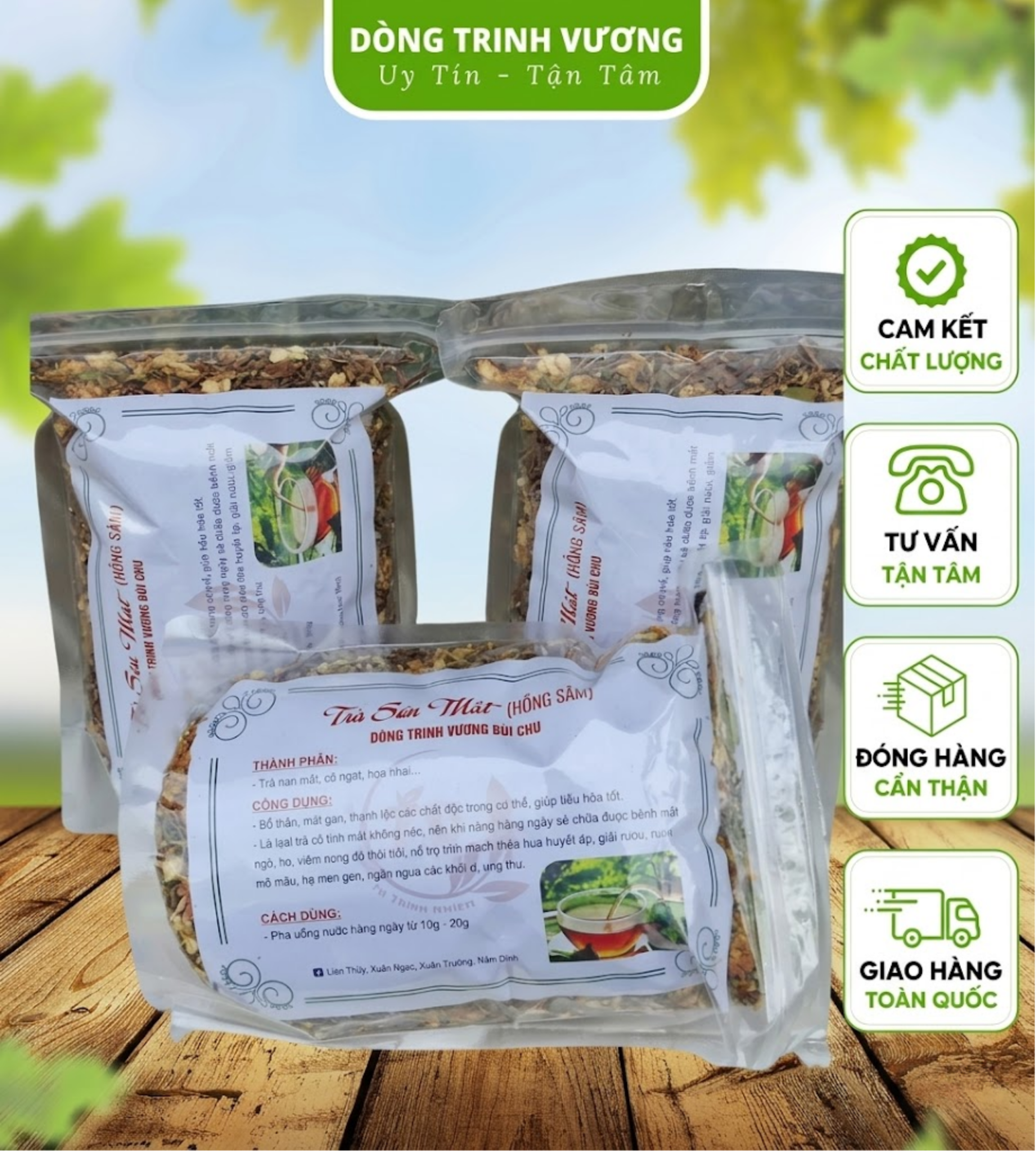 Trà Sơn Mật Hồng Sâm(Loại Đặc Biệt Nhiều Hoa Nhài, Cỏ Ngọt) 420G |Dòng Trinh Vương