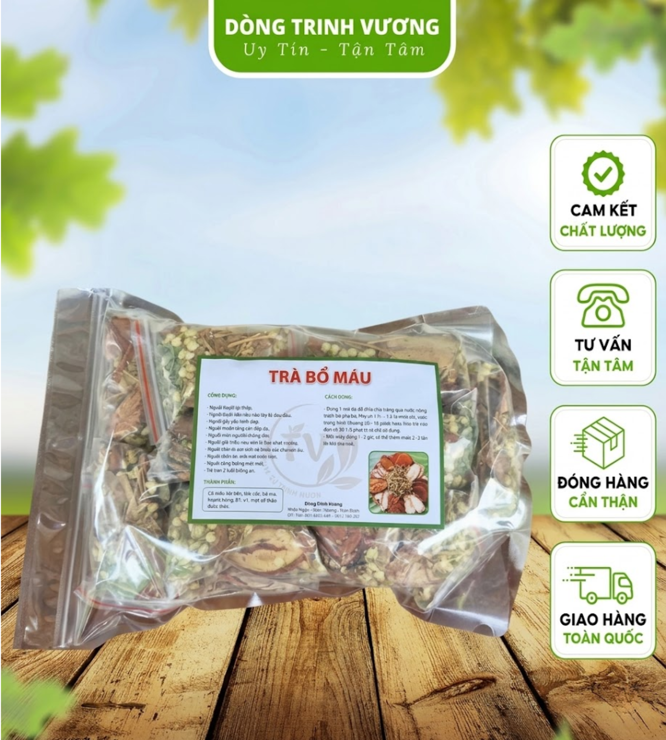 Combo 15 Gói Trà Bổ Máu Dưỡng Huyết Thảo Mộc Tự Nhiên, Giúp Mát Gan, Giải Độc Gan, ĐIều Hòa Kinh