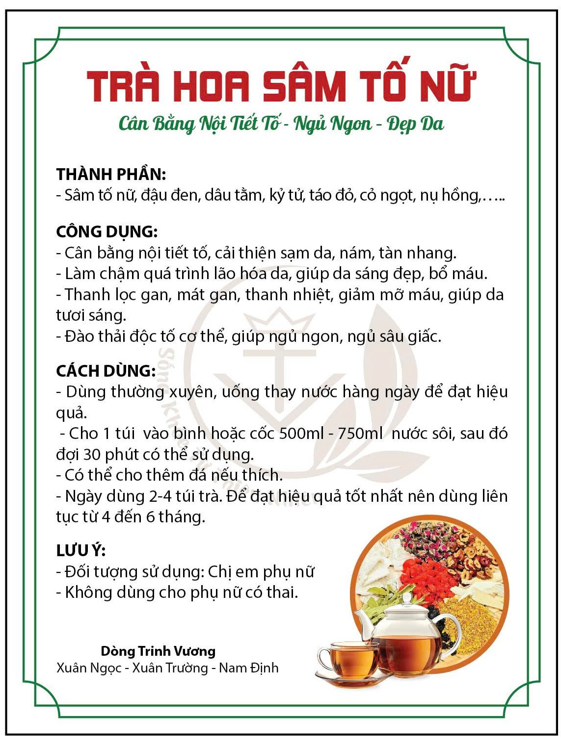 Trà Hoa Sâm Tố Nữ (15 gói nhỏ)