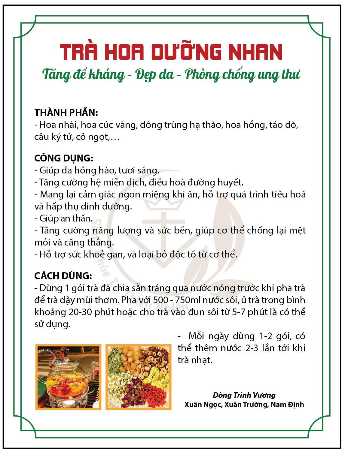 Trà Hoa Dưỡng Nhan Hỗ Trợ Đẹp Da, Ngủ Ngon, Bồi Bổ Sức Khỏe, Giảm Stress, Giảm Căng Thẳng - Ảnh 2