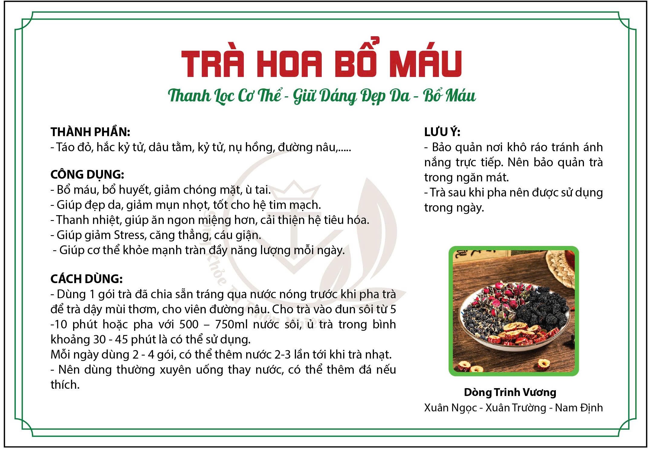 Combo 15 Gói Trà Bổ Máu Dưỡng Huyết Thảo Mộc Tự Nhiên, Giúp Mát Gan, Giải Độc Gan, ĐIều Hòa Kinh - Ảnh 3