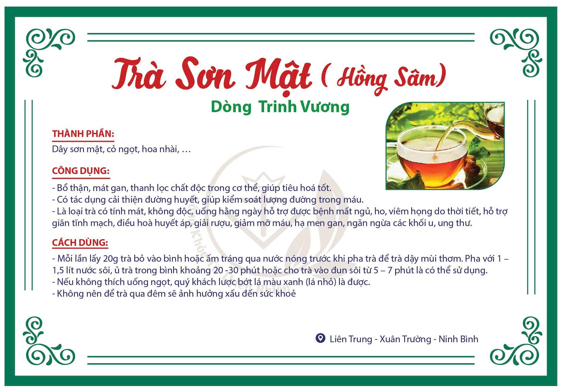 Trà Sơn Mật Hồng Sâm Nhiều Hoa, Cỏ Ngọt Cực Ngon 420G |Dòng Trinh Vương - Ảnh 2
