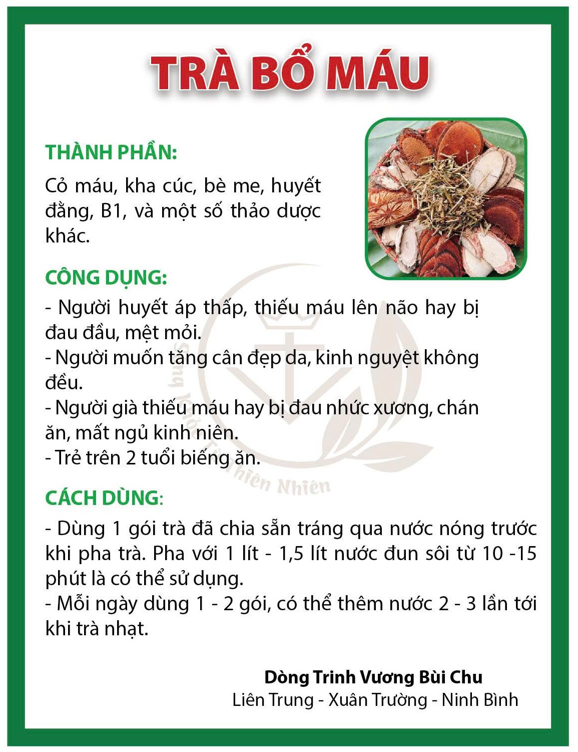 Combo 15 Gói Trà Bổ Máu Dưỡng Huyết Thảo Mộc Tự Nhiên, Giúp Mát Gan, Giải Độc Gan, ĐIều Hòa Kinh - Ảnh 4